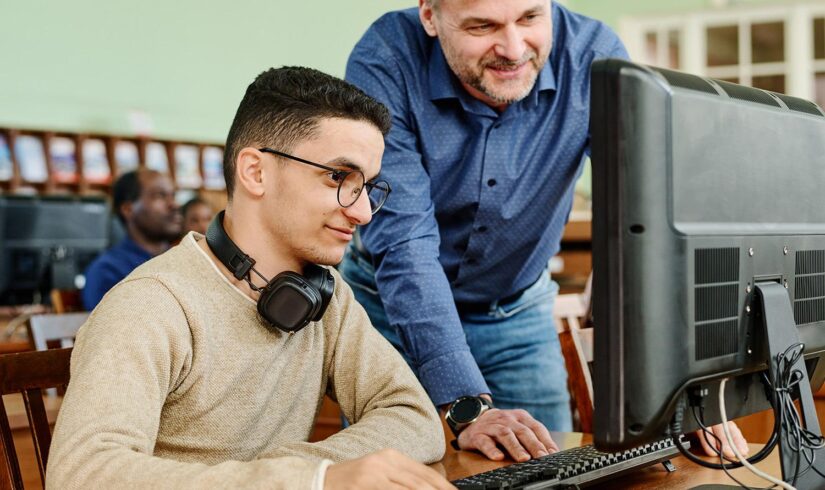 teacher-watching-student-doing-exercise